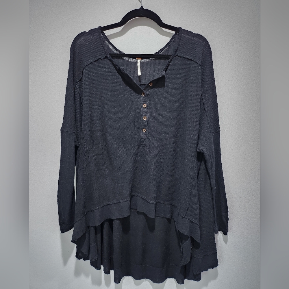 Free People Benedict Canyon Oversized Slouchy Thermal Henley S Waffle